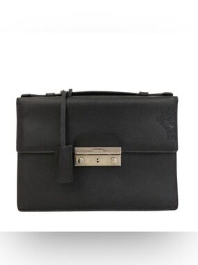 AUTH VERSACE Trunk Clutch Handbag in Black Calfskin AUTHENTIC Made in Italy RARE